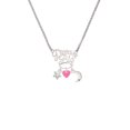 thumbnail image 2 of Delight Jewelry Acrylic 5/16" Hot Pink Heart Silvertone Dream Big Pendant Necklace, 25", 2 of 4