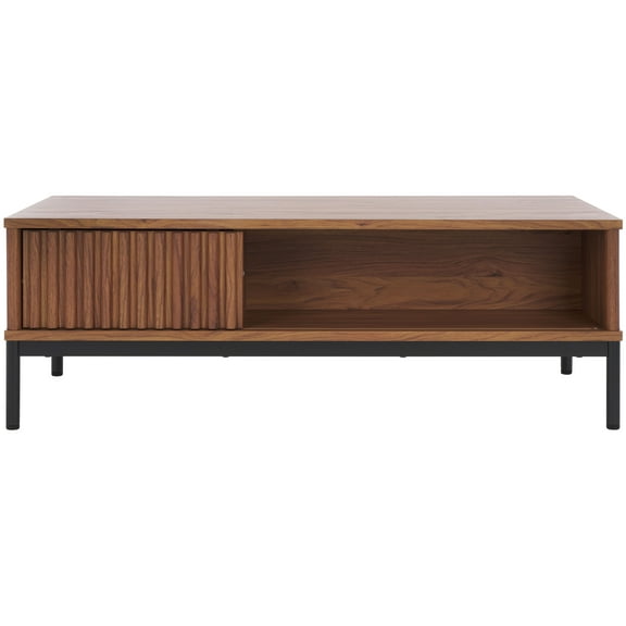 SAFAVIEH Lylia Contemporary 2 Door Wood Coffee Table, Walnut/Black