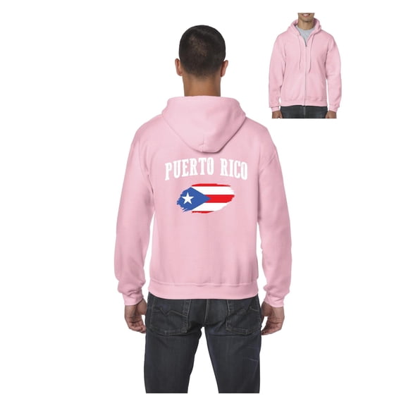 Mens Puerto Rico Flag Full-Zip Hooded Sweatshirt