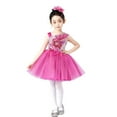 thumbnail image 2 of BRGZLK Dresses for Girls Peony Flower Sequin Puffy Skirt Sleeveless Round Neck Girl Mesh Straps Dress Performance Dress Hot Pink 7-8 Years, 2 of 5