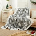 thumbnail image 2 of Fleece Throw Blanket Light Grey Picnic Blankets for Couch Christmas Winter Blankets with White Snowflake Tufted Soft Microfiber Blanket Travel Outdoor Camping Blanket 50x60 Inches, 2 of 6