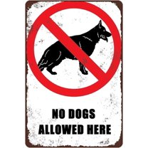 FABSURE Funny Vintage Tin Sign, NO DOGS ALLOWED HERE Tin Metal Sign Vintage Frameless Warning Poster Pet Art Decoration Yard Farm Outdoor 8x12 Inch