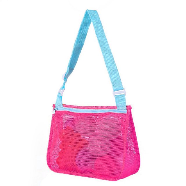 Bolsa de almacenamiento de juguetes para niños, bolsa de playa de viaje, bolsa de red de playa con perspectiva hueca, bolso de hombro
