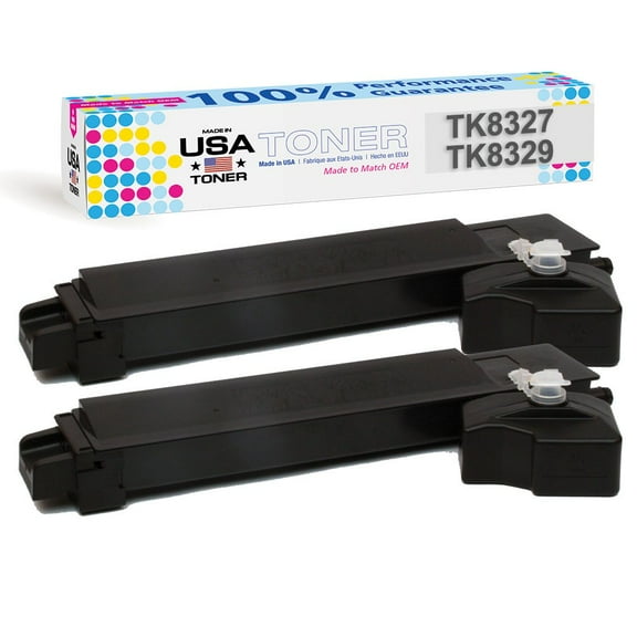 MADE IN USA TONER Compatible Replacement for Kyocera TASKalfa 2551ci, Copystar CS2551ci, TK-8327, Copystar TK-8329 Black,2pk