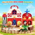 thumbnail image 3 of QIAHO Big Red Barn Farm Animal Toys with Sound Effects, 21 Pieces Take Along Farm Playset for Toddlers, Montessori Learning Toy with 10 Animal Figurines for Pretend Play, 3 of 11