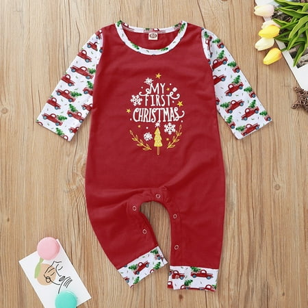 

CHGBMOK Christmas Deals Newborn Infant Baby Boys Girls Christmas Letter Print Romper Jumpsuit Outfits Clearance