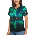 thumbnail image 2 of Fuzoiu Northern Lights Print Women's Classic V-Neck T-Shirt, Short Sleeve V Neck Tees for Casual Everyday Wear,Casual Fit Tee,Summer Fashion Tops-Small, 2 of 5