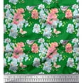 thumbnail image 1 of Soimoi Green Rayon Fabric Bird,Leaves & Flower Floral Printed Craft Fabric by the Yard 42 Inch Wide, 1 of 1