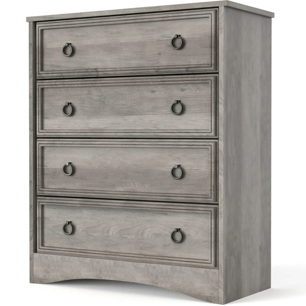 Jiekair Gray Dresser, 4 Drawers Dresser Chest for Home Room