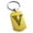 Gold, variant on Stainless Steel Letter V Initial Dotted Monogram Engraved Dog Tag Keychain Keyring