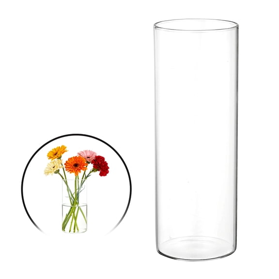 Uxcell Clear Cylinder Vases for Centerpiece 17oz, 7 Inch Tall Glass Flower Vase Floating Candle Holder for Bouquet Table Shelf Decor Home Wedding Party