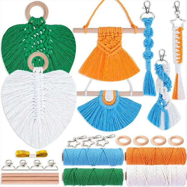 Kit de Macramé para Principiantes, Ideal para Niños y Adultos, Manualidades para Niñas de 6 A 8 Años y de 8 A 12 Años, para Navidad - Cordón Colorido de 3 mm