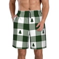 thumbnail image 2 of Uemuo Green White Lumberjack Plaid Pattern Men's Swim Trunks Hawaiian Beach Bathing Suit Swimsuits Beach Quick-Dry Shorts with Pockets-Medium, 2 of 9