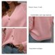 thumbnail image 5 of Cárdigan de punto para mujer, suéter con cuello en V, manga larga, botones, color liso, prendas de vestir exteriores sueltas, Tops para otoño invierno primavera rosa M, 5 of 7