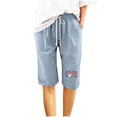 thumbnail image 2 of LEBONYARD Womens Summer Shorts Plus Size,Women's Shorts for a Modern and Stylish Style,Women's Shorts and Linen Fashionable Printing Elastic Waist 5-inch Pants Drawstring 5-inch Shorts Blue M, 2 of 4