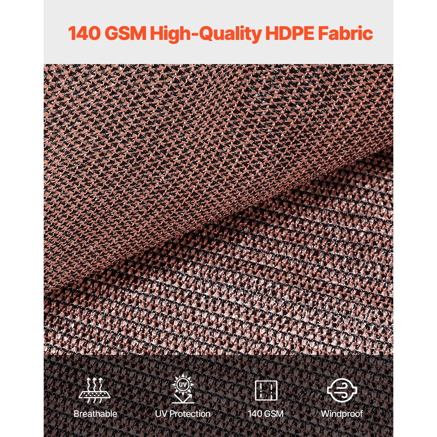 KFFKFF 90% Sun Shade Cloth, 10 x 12 ft Sun Shade Curtain with Stainless Steel Grommets, 140 GSM HDPE Material, for Outdoor, Patio, Garden, and Backyard (Brown)