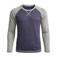 thumbnail image 3 of Daiosportswear Color Block Tops for Men Casual Stylish Crewneck Raglan Long Sleeve Baseball Tee Shirts Fall Pullover Dark Blue S, 3 of 7