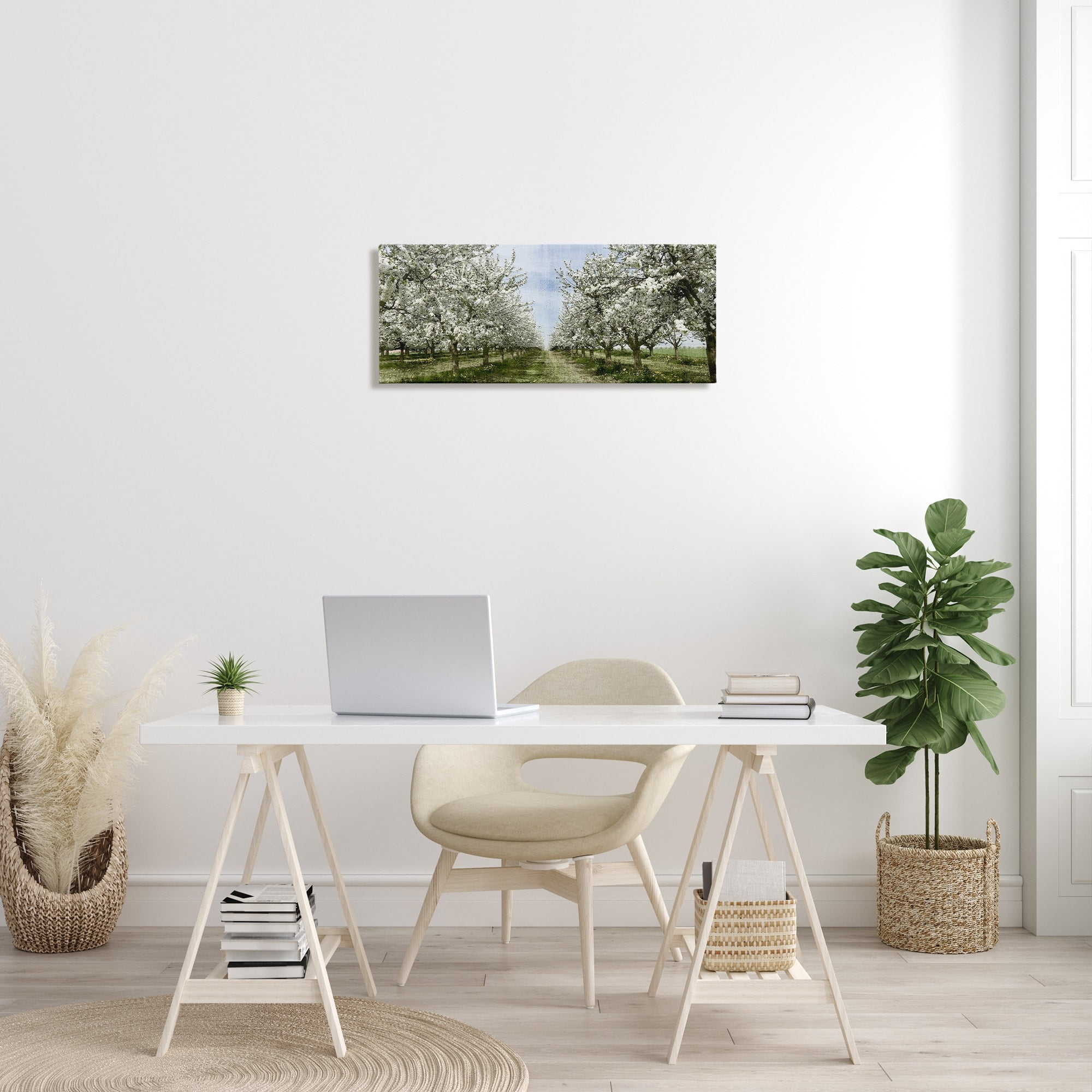 Stupell Industries Blooming White Flower Buds Trees Orchard Meadow Canvas Wall Art, 30 x 13, Design by Kim Allen