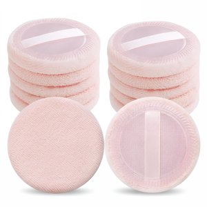 ACDANC 12Pcs Makeup Powder Puffs Pink Cotton Powder Puffs Round Powder Puff for Makeup Face Powder Velour Puffs for Loose Powder Washable(Pink)