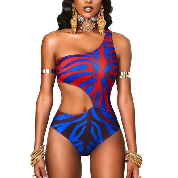 Swimsuits for Women Plus in Clothing,AXXD One-Piece Swimsuit Show Printing Wire Free With Pad Flowers Sexy Bikini Set For New Arrival Blue 8