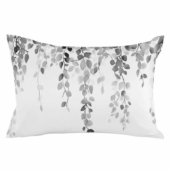 Grey Eucalyptus Leaves Throw Pillow Cover 12 x 20 Inch Decorative Pillow Cover Farmhouse Summer Botanical Lumbar Pillowcase Seasonal Rectangle Cushion Case for Couch Sofa Bed Living Room
