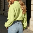 thumbnail image 4 of XRoczxe Women Stand Collar Full Zip Fleece Cropped Jacket Drawstring Hem Drop Shoulder Long Sleeve Casual Warm Polar Fleece Outerwear Multiple Solid Colors Green, 4 of 6