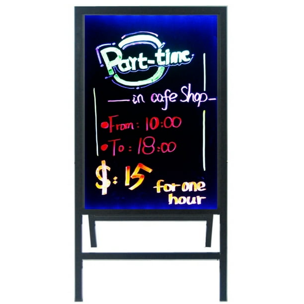 Woodsam LED Message Writing Board(28"x20"), Clear Glass Flashing Menu Sign Board, Remote