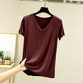 thumbnail image 2 of Diufon Pajama Tops for Women Plus Size Short Sleeve V Neck Loose Sleepwear Casual Soft Breathable Home Blouse, 2 of 6