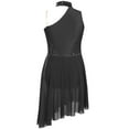thumbnail image 5 of iixpin Kids Girls Lyrical Ballet Dance Outfit Asymmetrical Contemporary Dance Dress Floral Lace Dancewear Black 16, 5 of 6