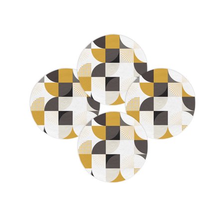 Fall Round Placemats Set of 4 Geometric Yellow Black Place Mats Thanksgiving Woven Placemat Square Lattice Colorful Circle Braided Table Mat for Kitchen Dining Table Autumn Party Home Decor 15 Inch