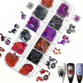 thumbnail image 3 of Halloween Nail Art Sticker Decals, Nail Sequins Colorful Halloween Nail Flakes, 3 of 4
