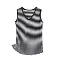 thumbnail image 2 of HOMBOM T-Shirts for Women Striped Lightweight Graphic Tees V Neck Silver Sleeveless Summer Young Womans Tops, 2 of 5