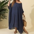 thumbnail image 2 of Women's Plus Size Swim Cover Ups Lightweight 3/4 Sleeve Solid Color Sheer Mesh Dress Summer Beach Relaxed Fit Bathing Suits, 2 of 3