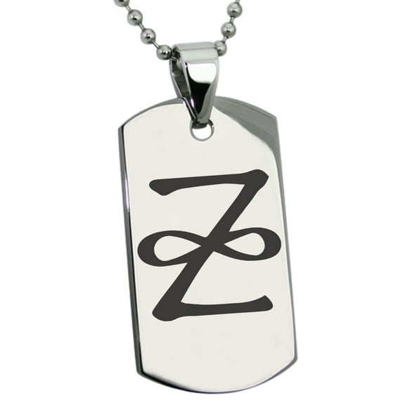 Stainless Steel Reiki Zonar Healing Engraved Dog Tag Pendant Necklace