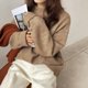 thumbnail image 3 of Suéter casual suave y glutinoso de color sólido para otoño e invierno, suéter de mujer holgado con cuello redondo, 3 of 5