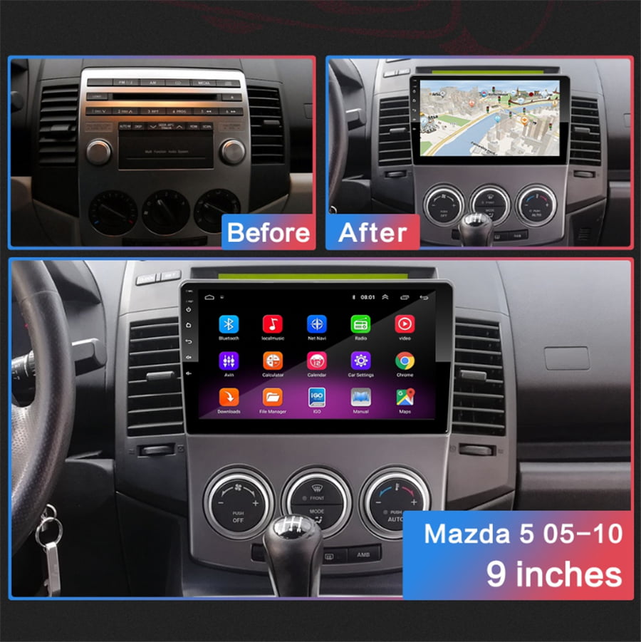Android 10.0 Car Stereo Sat Nav Radio for Mazda 5 2005-2010 GPS Navigation 9Head Unit Touchscreen MP5 Multimedia Player Video Receiver with 4G WiFi FM SWC Carplay