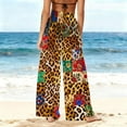 thumbnail image 4 of Ounisa Boho Floral Wide Leg Pants for Women Chiffon Casual Loose Pants Summer Beach Flowers Print Flowy Rashguard Long Pants, 4 of 7
