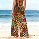 thumbnail image 4 of Pincandy Women See Through Sheer Mesh Pants Beach Swimsuit Bikini Bottom Cover up Party Club Elastic High Waist Wide Leg Pants, 4 of 7