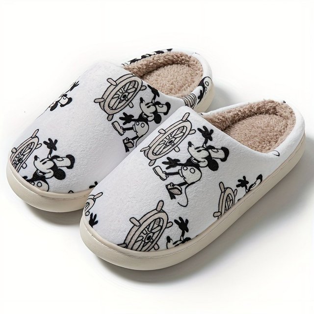 Mouse Printed Cotton Slippers, Cozy Warm Couple Home Slippers, Unisex, Non-Washable, Spring/Summer/Autumn/Winter
