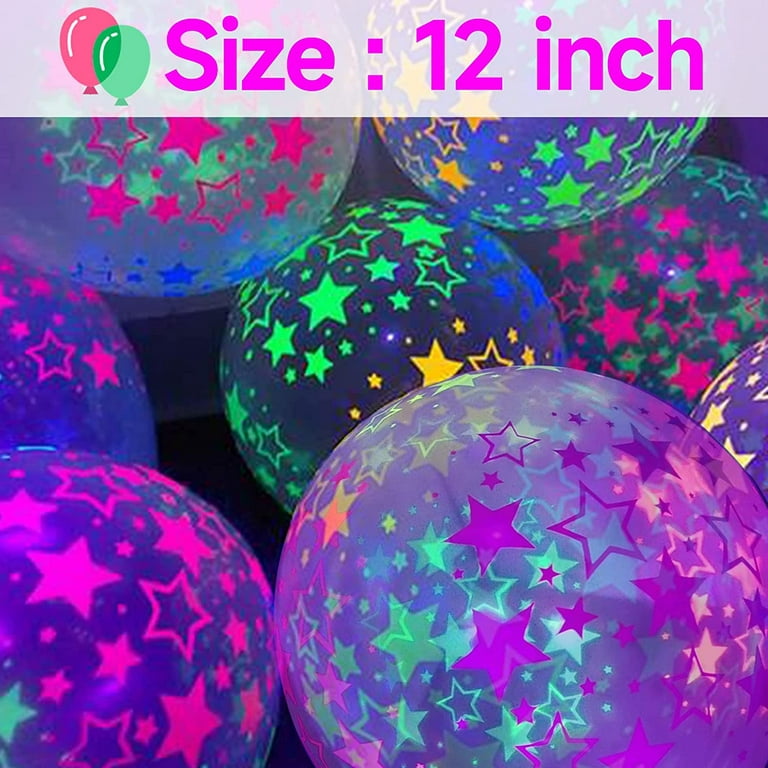 90 Pieces Neon Glow Balloons Glow in the Dark Supplies for Glow Neon Party,  12 Inch Blacklight Polka Dots Latex Balloons for Birthday Wedding Party