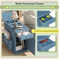 thumbnail image 5 of Narrow End Table with Flip Top Charging Station, Sofa Chair Side Table with USB Ports Power Outlets, Nightstand with Cup Holders & Bookshelf, for Small Spaces Living Room Bedroom, Navy Blue, 5 of 7