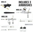 thumbnail image 3 of Master Airbrush Tattoo System 3 Airbrushes, Air Compressor, Book of 100 Stencils, 6' Hose, Airbrush Holder, 3 Quick Couplers, Black, Red & Blue Temporary Tattoo Ink, 3 of 6