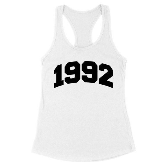 1992 College Style Tank Top Fitted Racerback Women's Large White