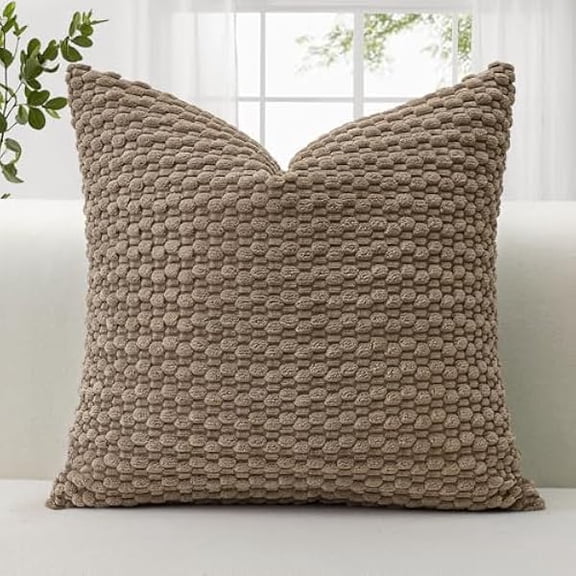 Eryueer Corduroy Soft Cushion Covers 40x40 cm Decorative Throw Pillow Covers with 3D Bubble Texture Cushion Case for Couch Sofa Bedroom Soft Pillowcase for Home Decor (Light Brown)