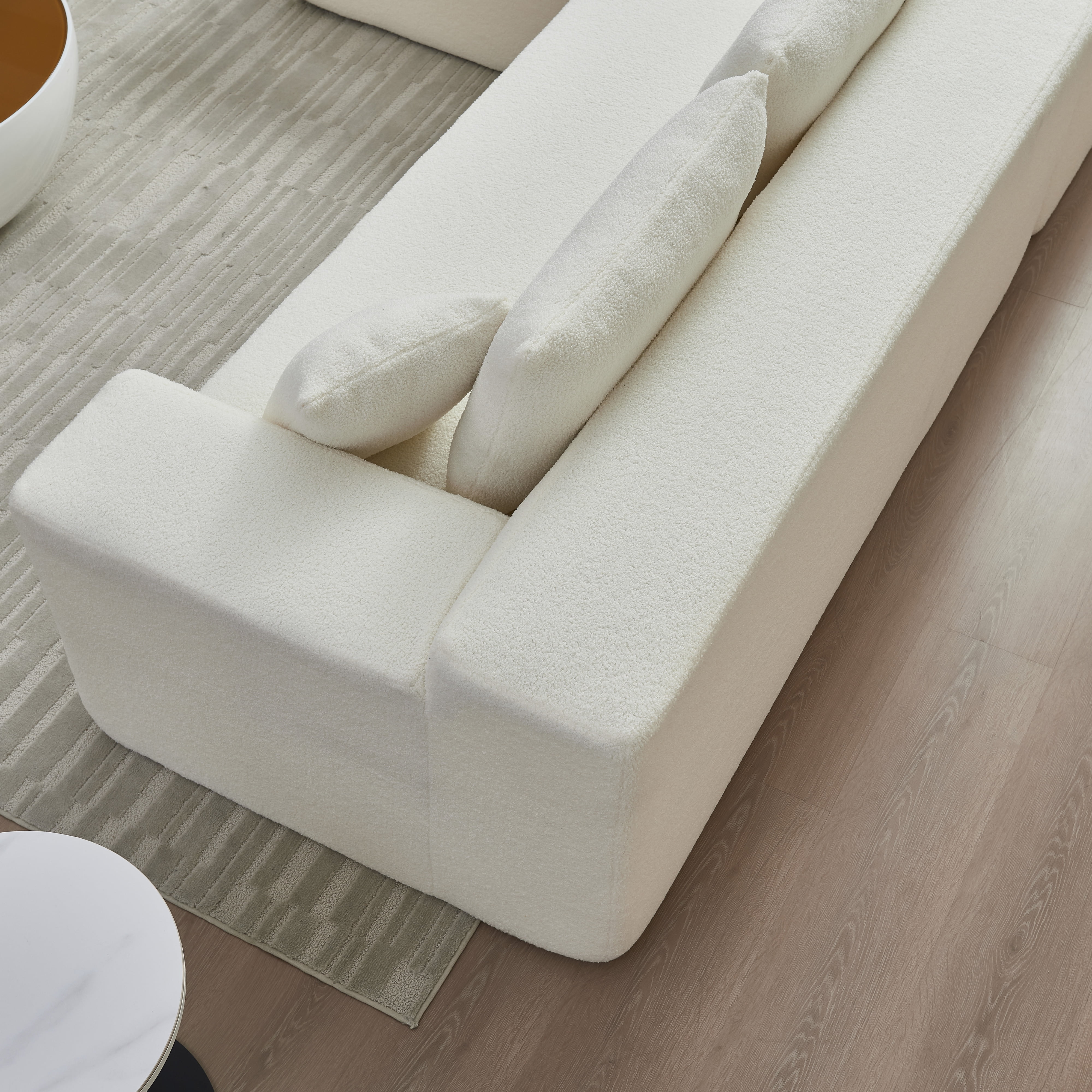 MAYEERTY 104.33" L-Shaped Sponge Modular Sectional Sofa, Modern White Cloud Corner Couch