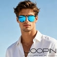 thumbnail image 3 of Joopin Polarized Clip on Sunglasses for Women Men Rimless Flip Up Anti-Glare Driving Glasses(Mirrored Blue), 3 of 9