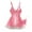 Pink, variant on Women's Chiffon Lace Nightdress Set - Flowy Mini Dress + Thong Panty Anniversary Gift Idea