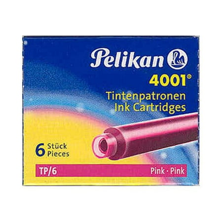 Pelikan 4001 TP/6 Fountain Pens Ink Cartridges Pink 0.8ml 6 Pack