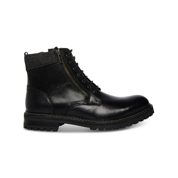 STEVE MADDEN Mens Black Zipper Accent Saga Round Toe Lace Up Suede Combat Boots 11 D Walmart