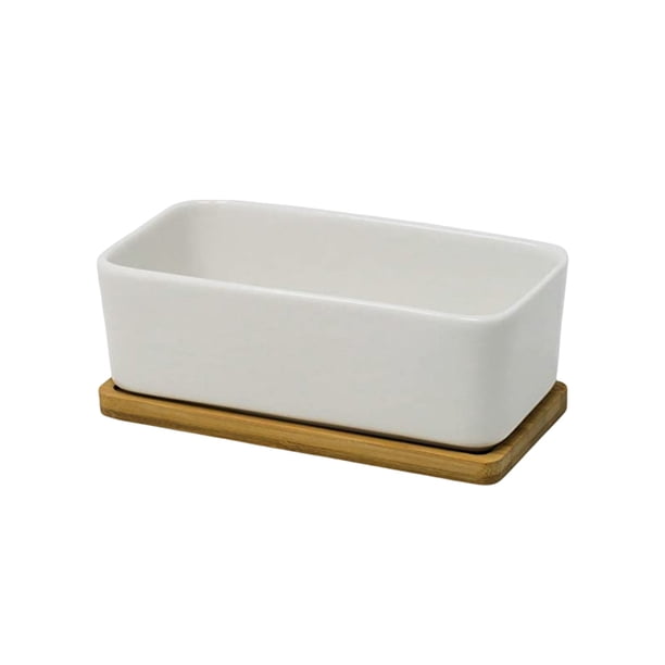Monstrate Maceta de cerámica de 2 piezas, reemplazo Rectangular, estilo Simple, transpirable, anticorrosivo, accesorios para jarrones suculentos Decoración del hogar Monstrate HA084620-00